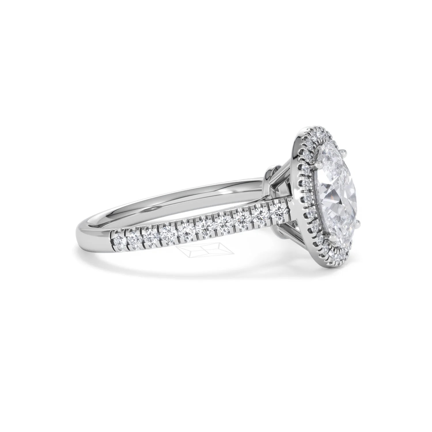 Georgina Lab Oval Diamond Halo Engagement Ring Platinum 2.05ct F/VS1 - Image 25