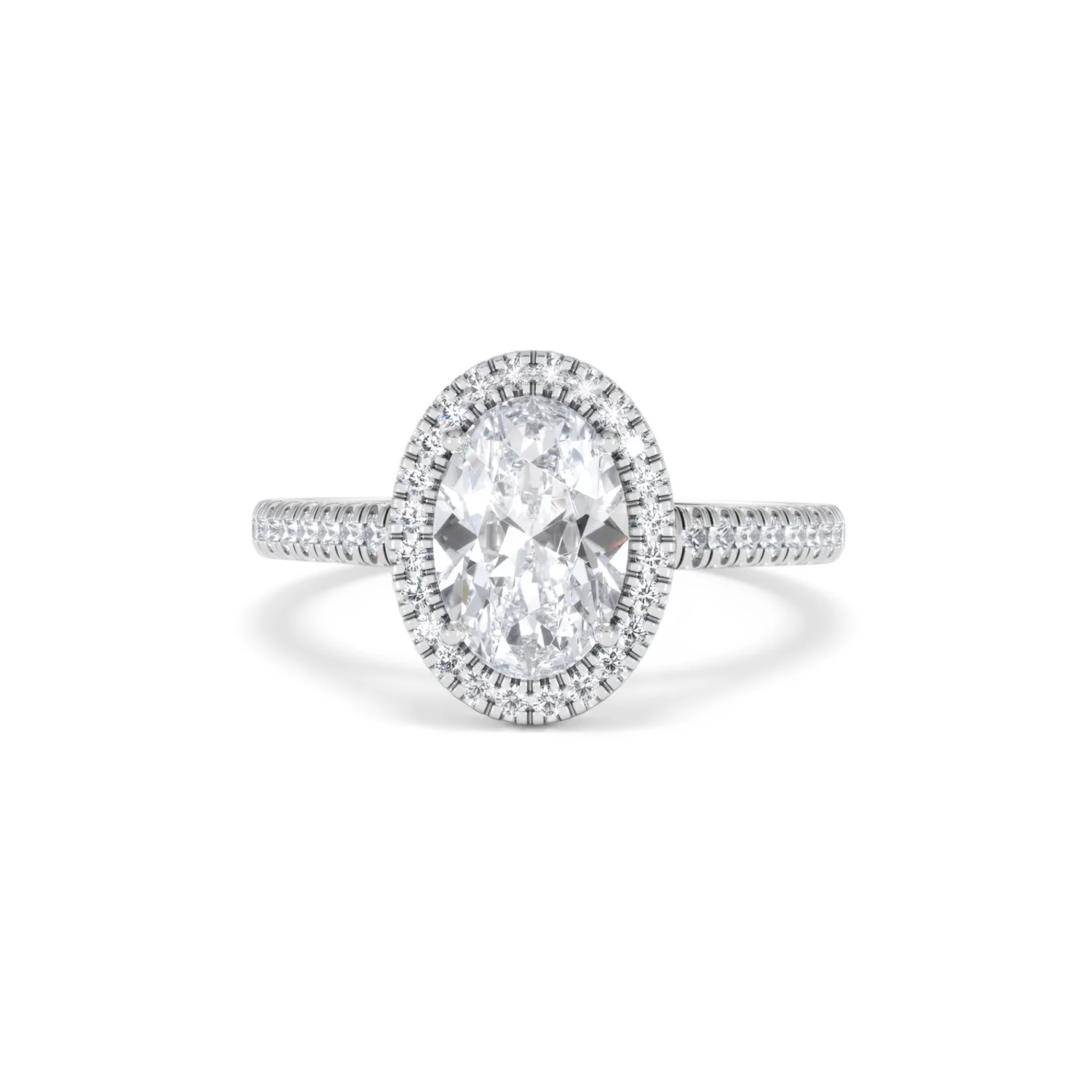 Georgina Lab Oval Diamond Halo Engagement Ring Platinum 2.05ct F/VS1 - Image 90