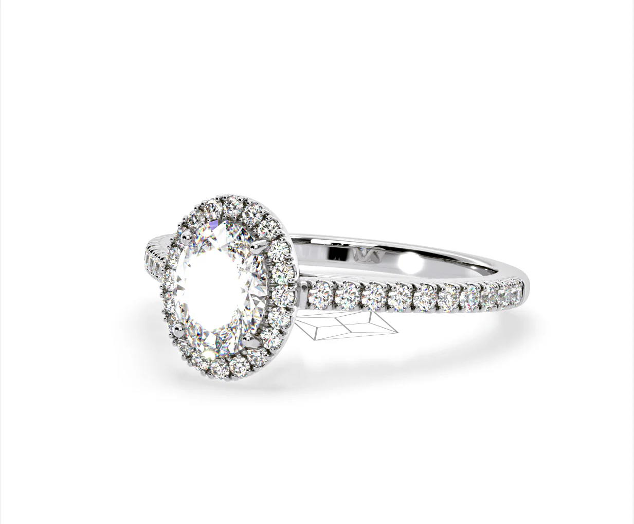 Georgina Lab Oval Diamond Halo Engagement Ring Platinum 2.05ct F/VS1 - Image 93