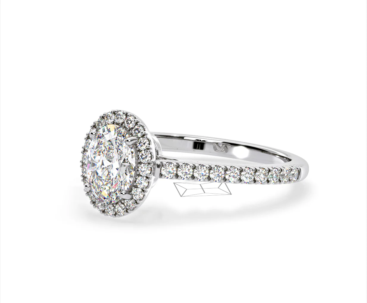 Georgina Lab Oval Diamond Halo Engagement Ring Platinum 2.05ct F/VS1 - Image 95