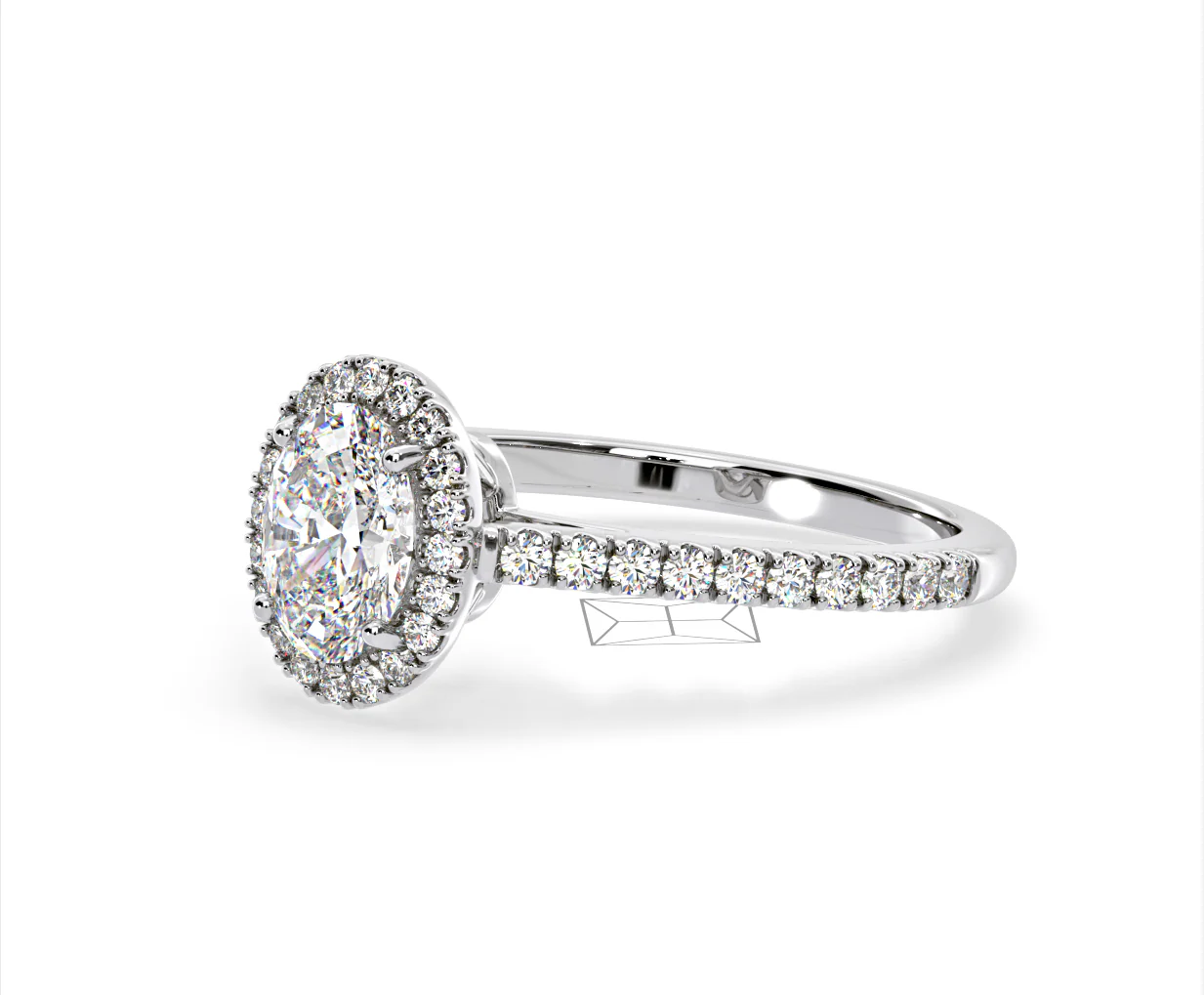 Georgina Lab Oval Diamond Halo Engagement Ring Platinum 2.05ct F/VS1 - Image 96