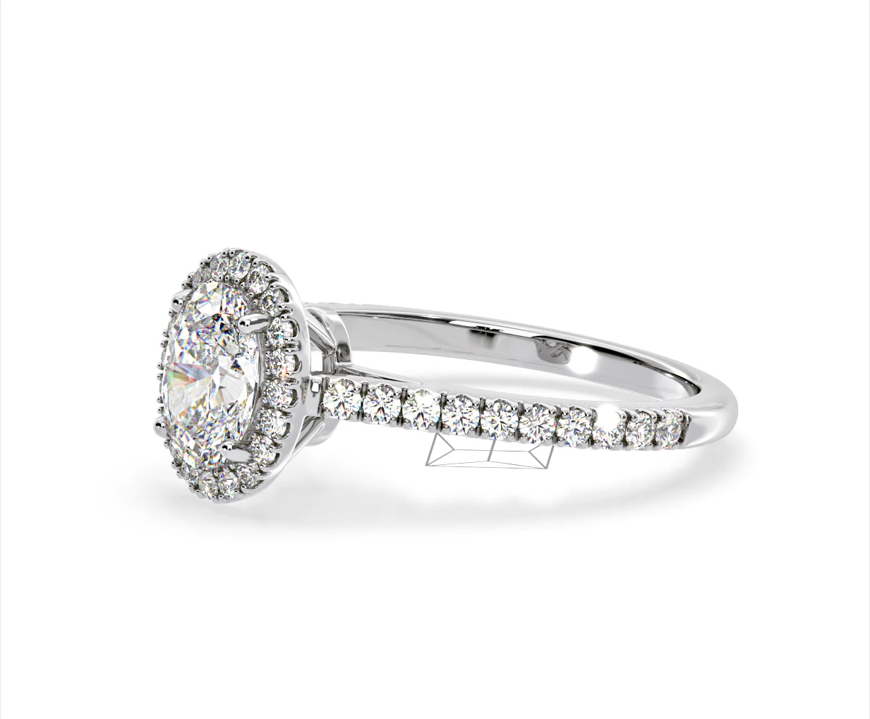 Georgina Lab Oval Diamond Halo Engagement Ring Platinum 2.05ct F/VS1 - Image 98