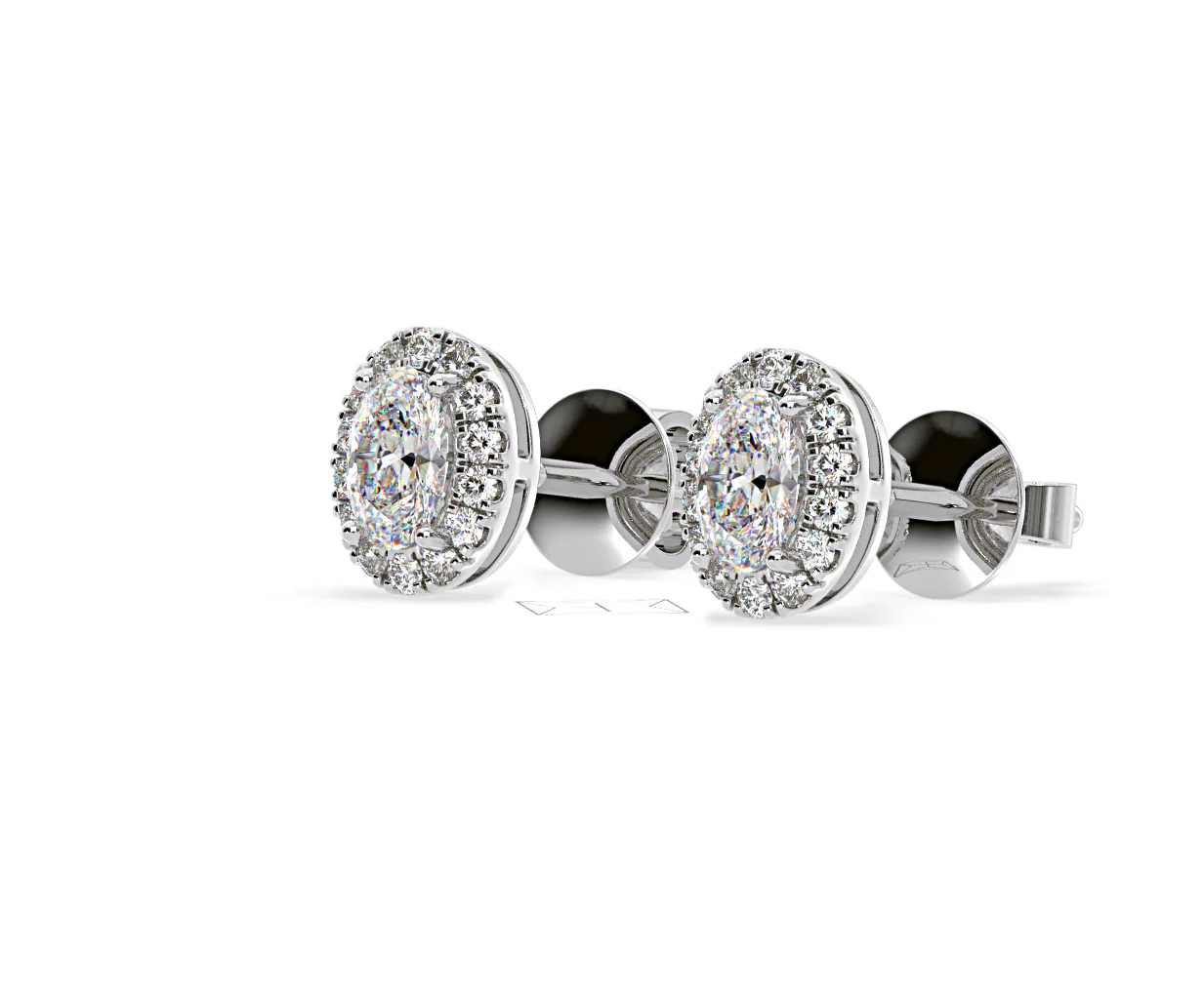 Georgina Oval Lab Diamond Halo Earrings 1.34ct in 18K White Gold F/VS1 - Image 15
