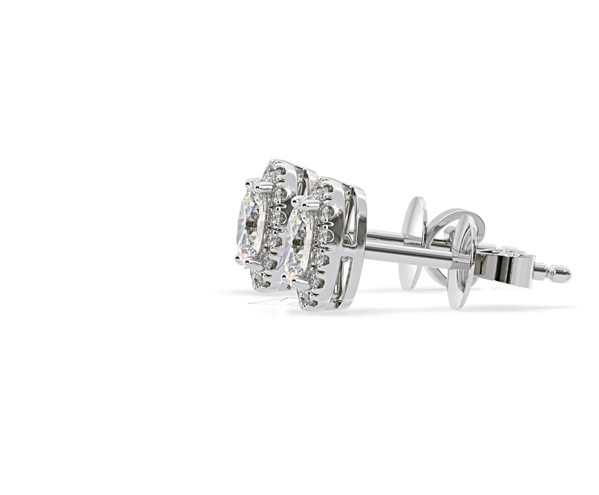 Georgina Oval Lab Diamond Halo Earrings 1.34ct in 18K White Gold F/VS1 - Image 24