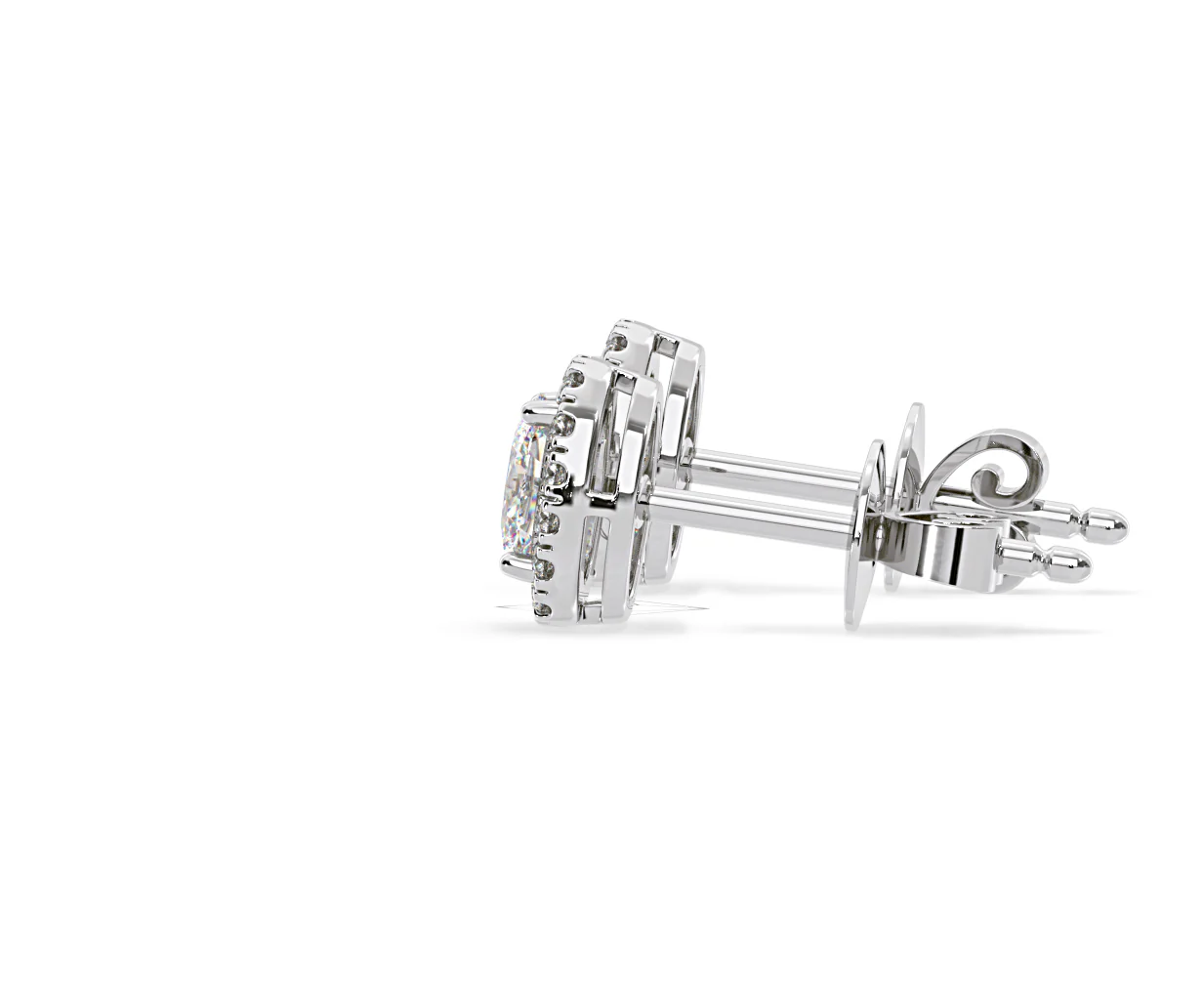 Georgina Oval Lab Diamond Halo Earrings 1.34ct in 18K White Gold F/VS1 - Image 28