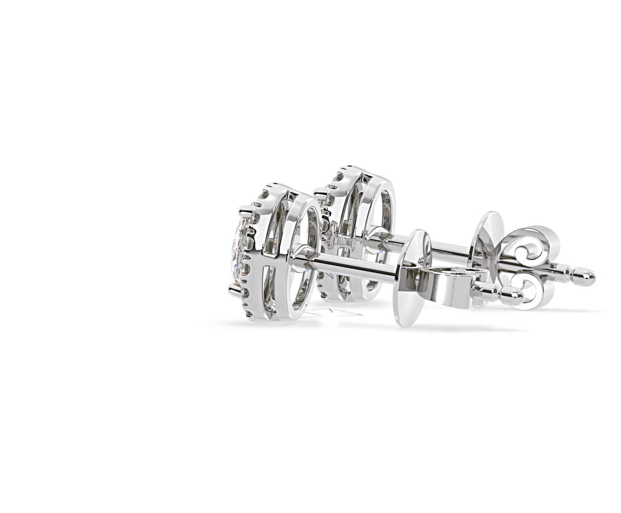 Georgina Oval Lab Diamond Halo Earrings 1.34ct in 18K White Gold F/VS1 - Image 31