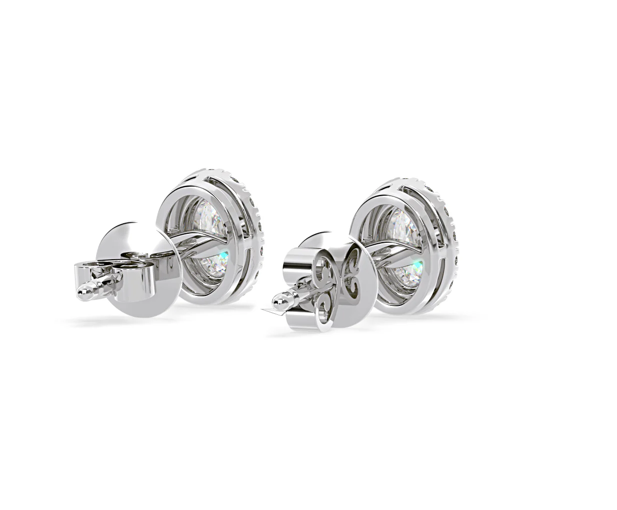 Georgina Oval Lab Diamond Halo Earrings 1.34ct in 18K White Gold F/VS1 - Image 53