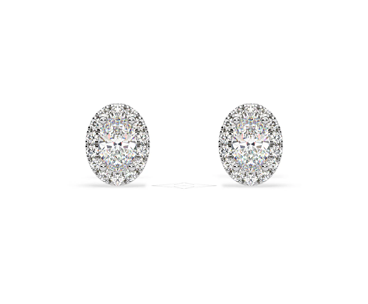 Georgina Oval Lab Diamond Halo Earrings 1.34ct in 18K White Gold F/VS1 - Image 7