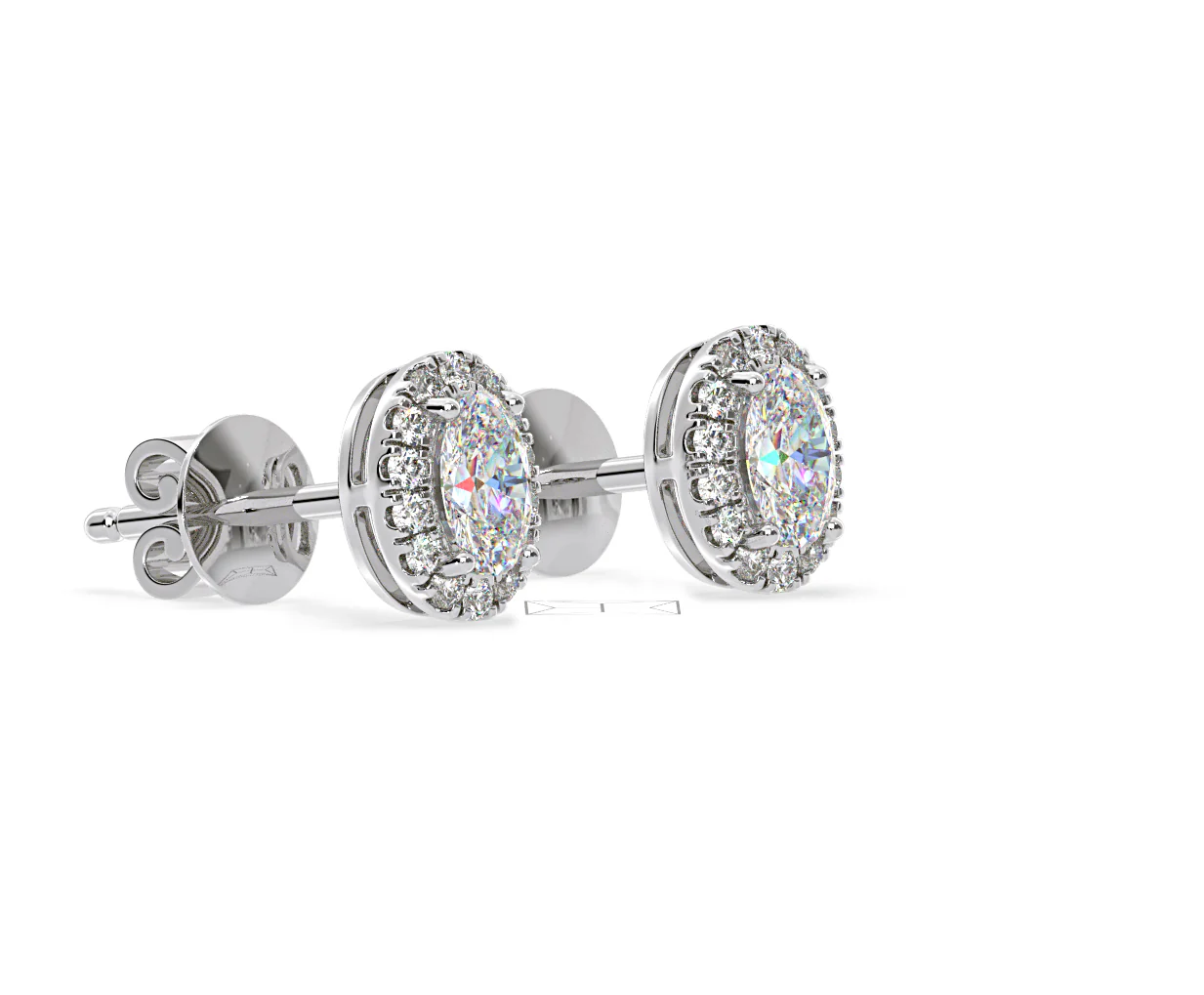 Georgina Oval Lab Diamond Halo Earrings 1.34ct in 18K White Gold F/VS1 - Image 76