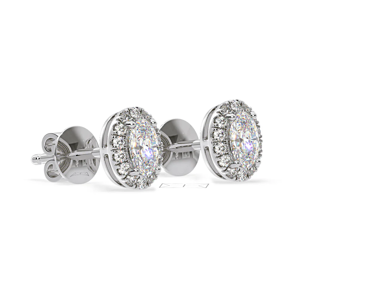 Georgina Oval Lab Diamond Halo Earrings 1.34ct in 18K White Gold F/VS1 - Image 77
