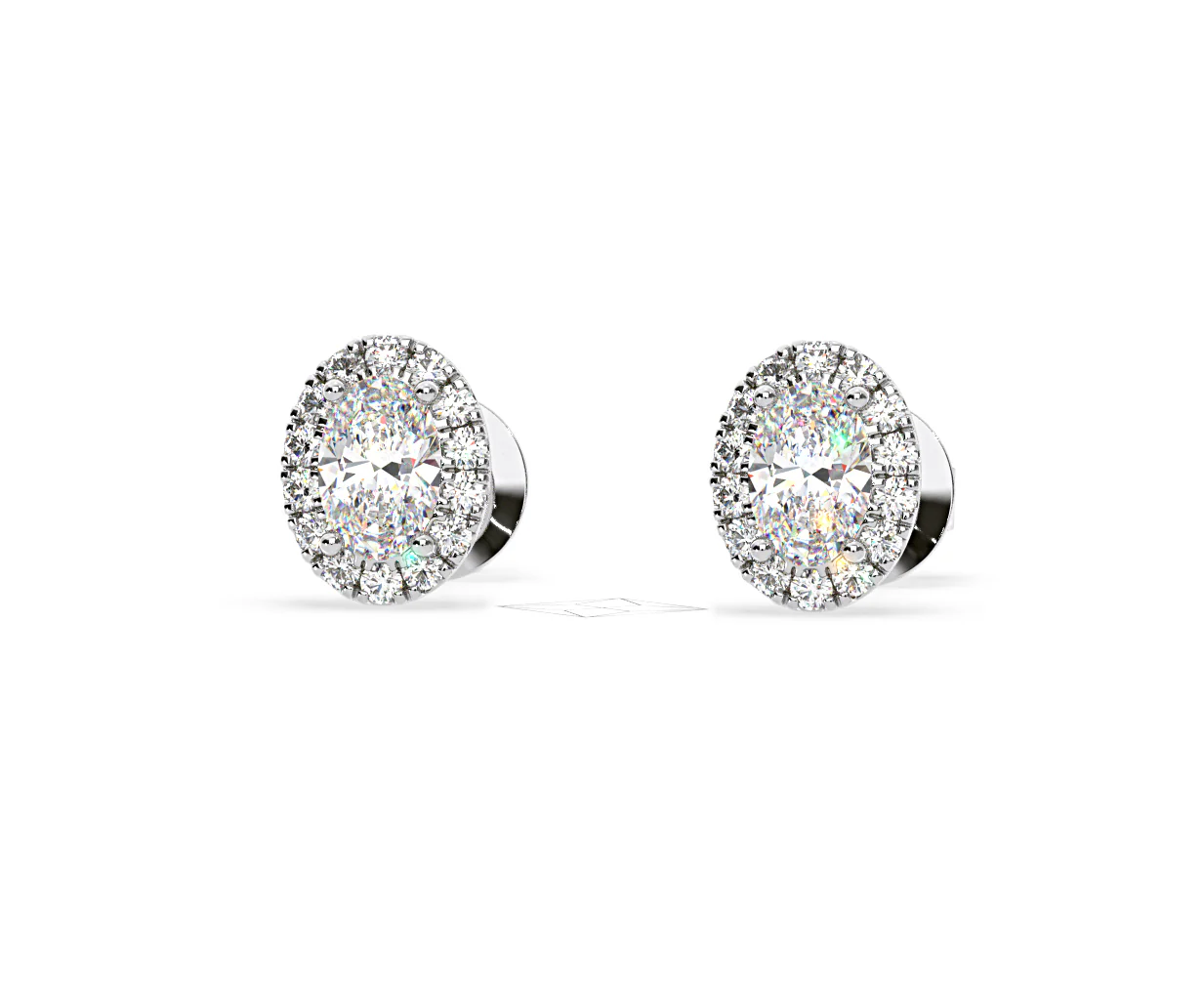 Georgina Oval Lab Diamond Halo Earrings 1.34ct in 18K White Gold F/VS1 - Image 9