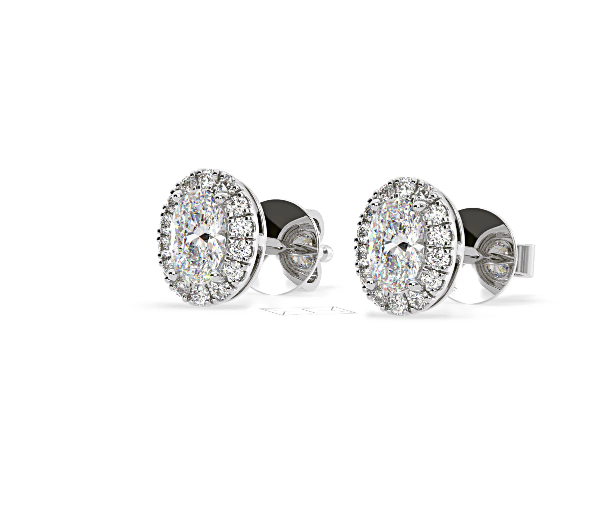 Georgina Oval Lab Diamond Halo Earrings 2.45ct in 18K White Gold F/VS1 - Image 13