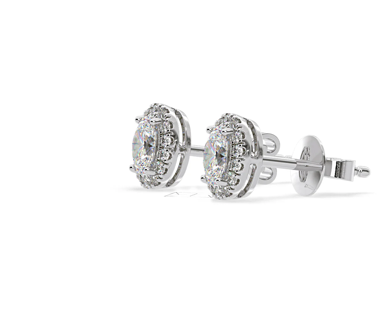 Georgina Oval Lab Diamond Halo Earrings 2.45ct in 18K White Gold F/VS1 - Image 20