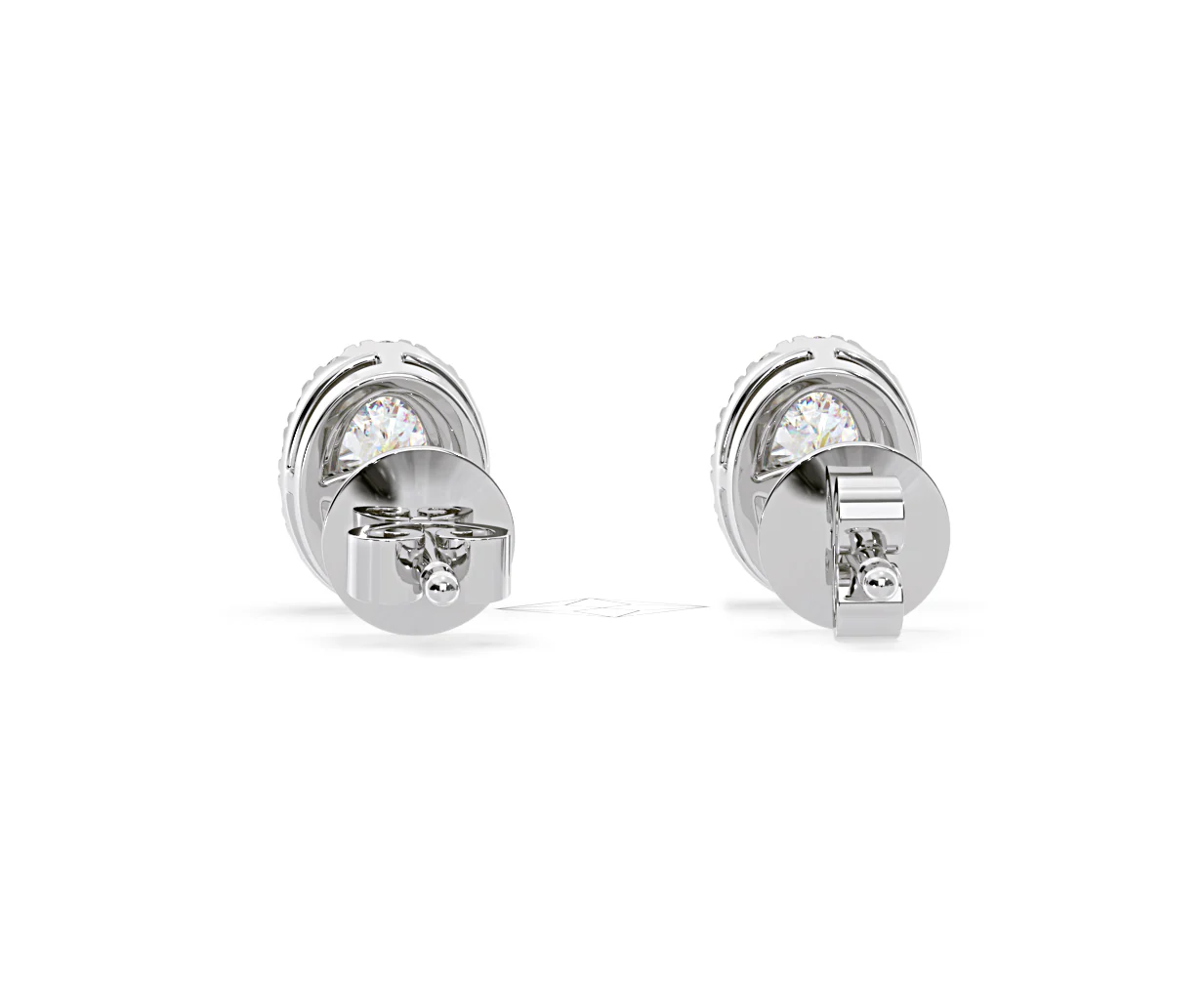 Georgina Oval Lab Diamond Halo Earrings 2.45ct in 18K White Gold F/VS1 - Image 45