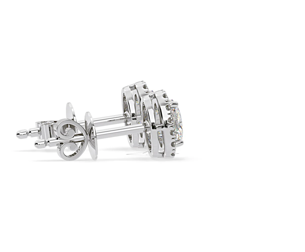 Georgina Oval Lab Diamond Halo Earrings 2.45ct in 18K White Gold F/VS1 - Image 64