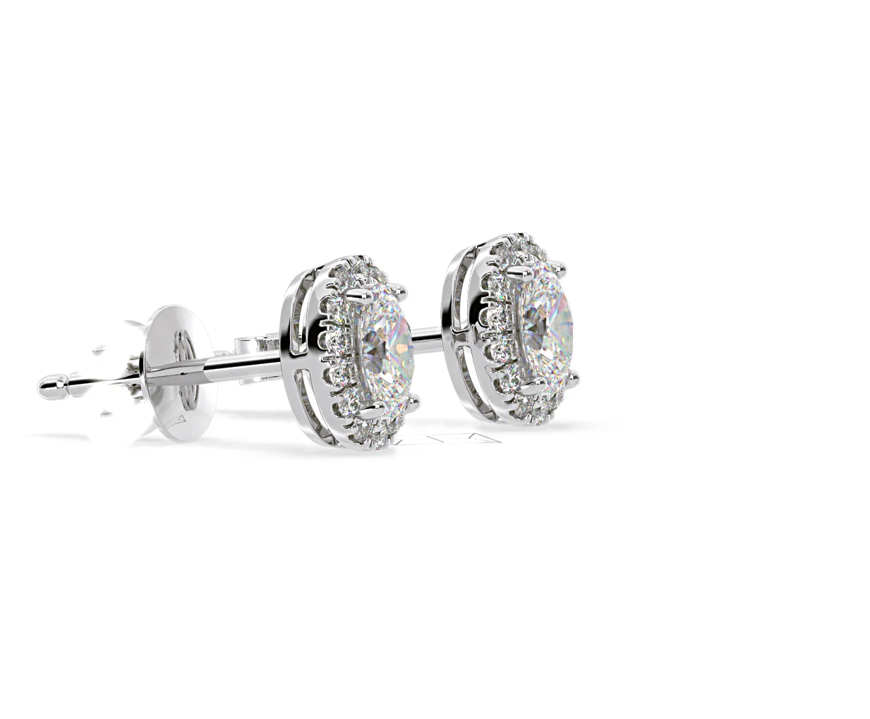 Georgina Oval Lab Diamond Halo Earrings 2.45ct in 18K White Gold F/VS1 - Image 73