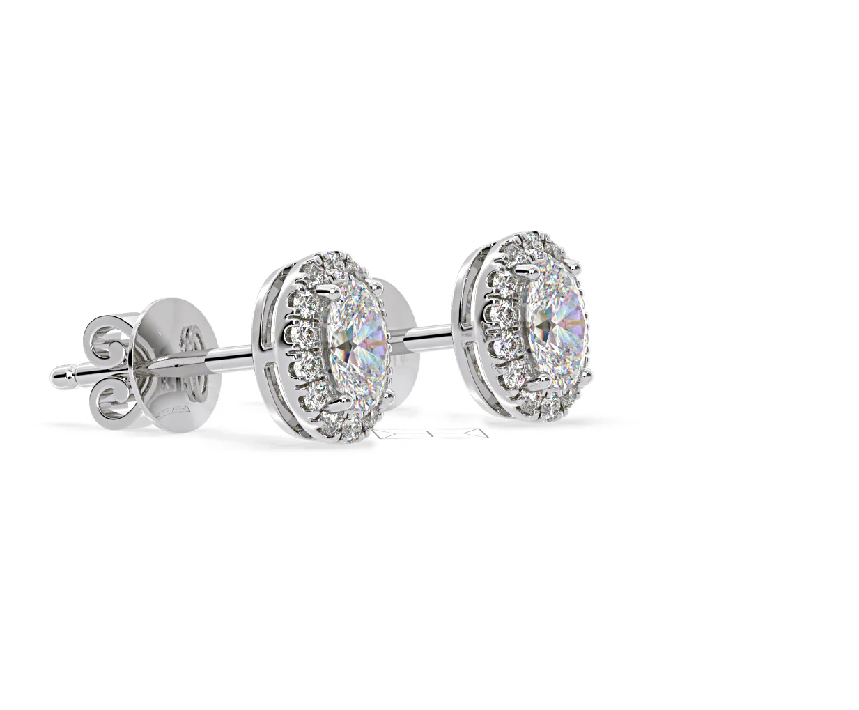 Georgina Oval Lab Diamond Halo Earrings 2.45ct in 18K White Gold F/VS1 - Image 75
