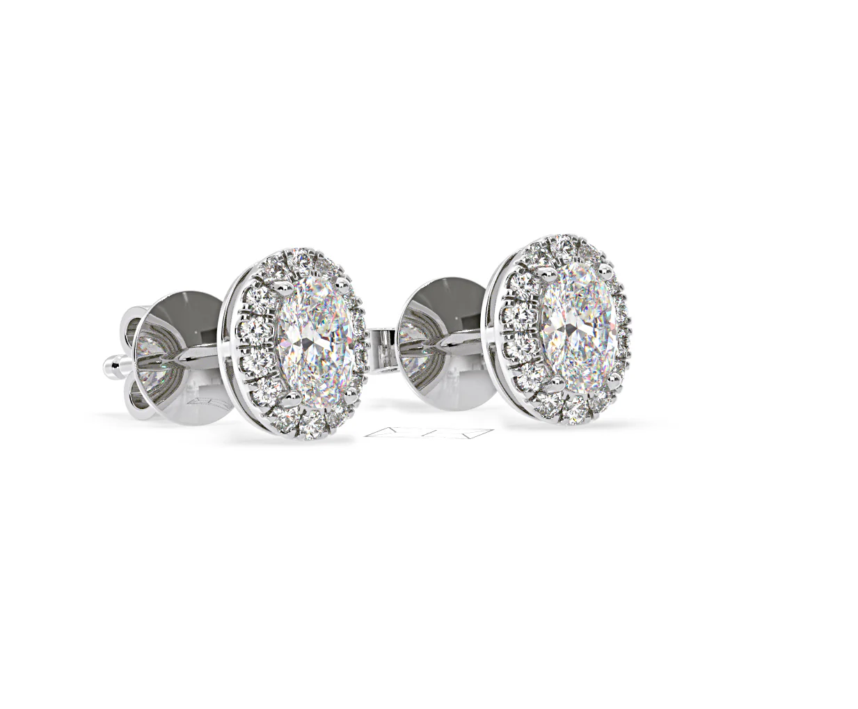Georgina Oval Lab Diamond Halo Earrings 2.45ct in 18K White Gold F/VS1 - Image 79