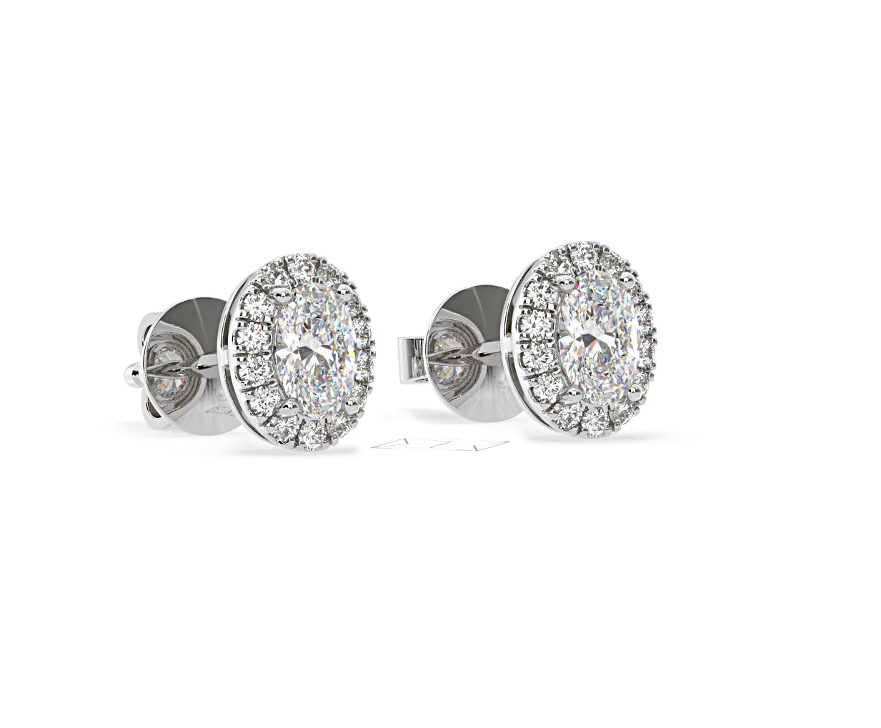 Georgina Oval Lab Diamond Halo Earrings 2.45ct in 18K White Gold F/VS1 - Image 80