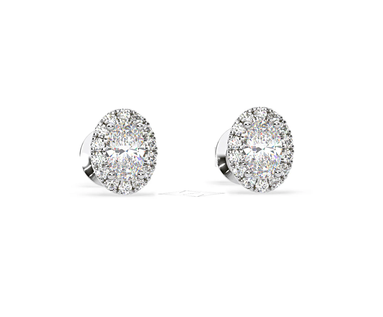 Georgina Oval Lab Diamond Halo Earrings 2.45ct in 18K White Gold F/VS1 - Image 84