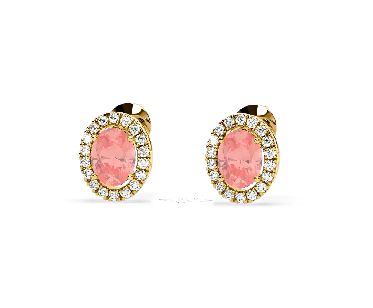 Georgina Pink Lab Diamond 2.45ct Oval Halo Earrings in 18K Gold - Elara Collection - Image 10