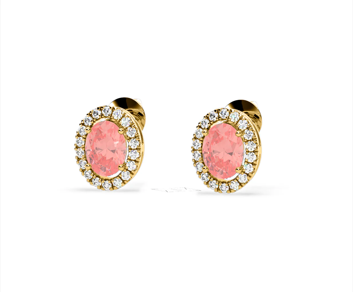 Georgina Pink Lab Diamond 2.45ct Oval Halo Earrings in 18K Gold - Elara Collection - Image 11