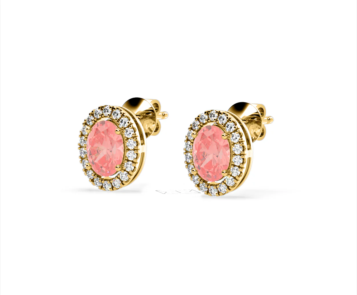 Georgina Pink Lab Diamond 2.45ct Oval Halo Earrings in 18K Gold - Elara Collection - Image 14