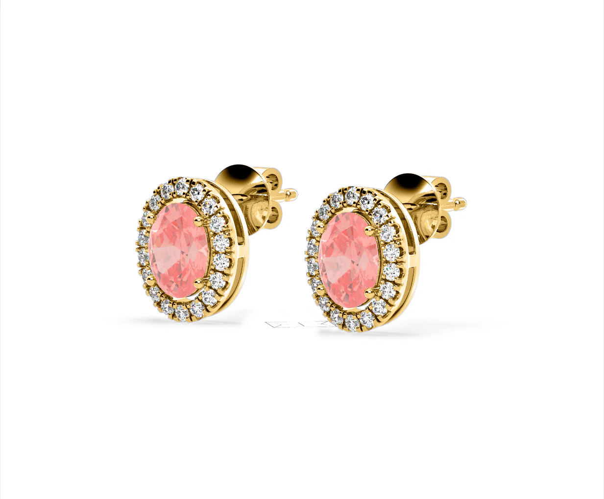 Georgina Pink Lab Diamond 2.45ct Oval Halo Earrings in 18K Gold - Elara Collection - Image 15