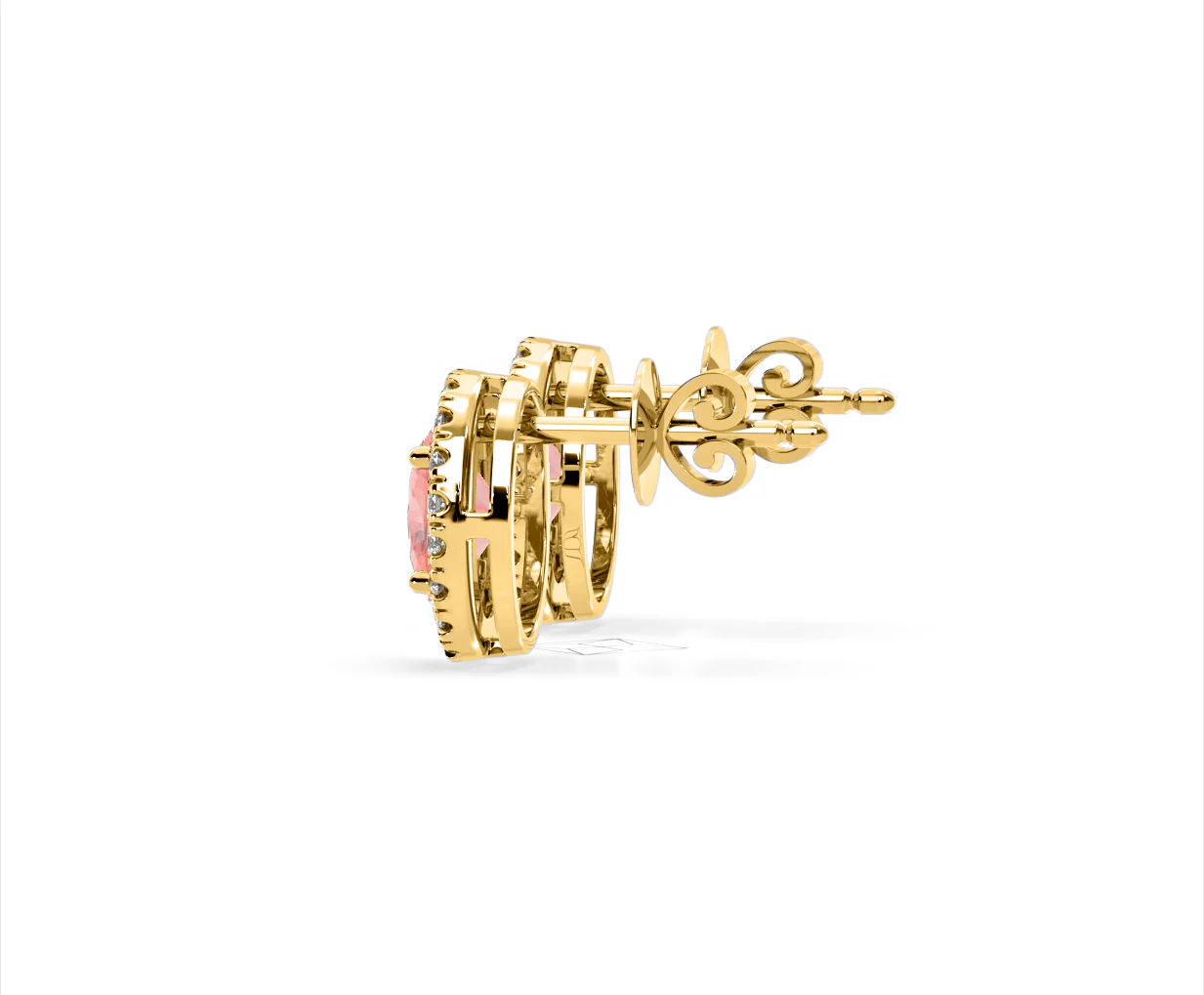 Georgina Pink Lab Diamond 2.45ct Oval Halo Earrings in 18K Gold - Elara Collection - Image 29