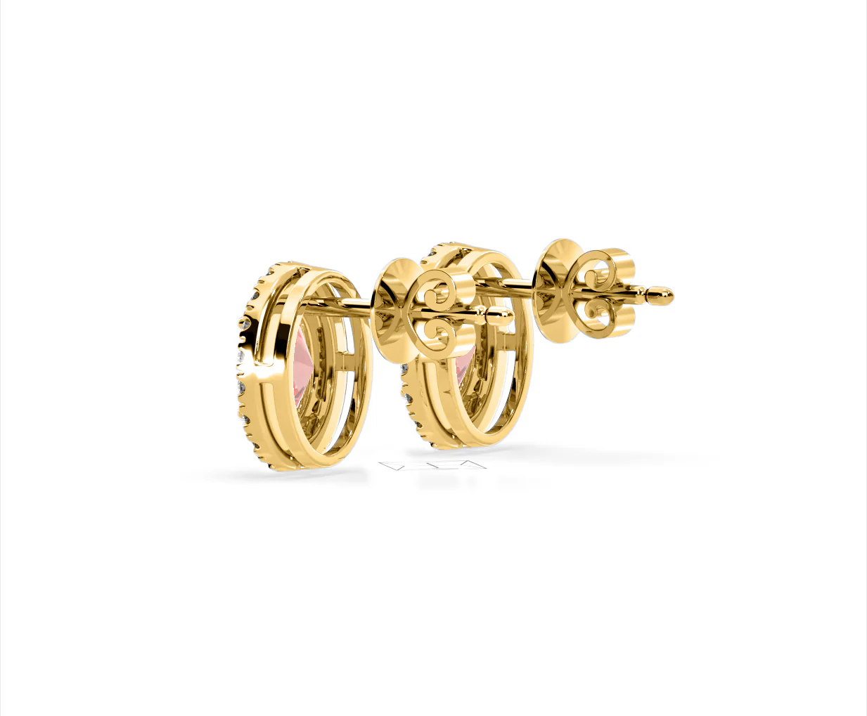 Georgina Pink Lab Diamond 2.45ct Oval Halo Earrings in 18K Gold - Elara Collection - Image 34