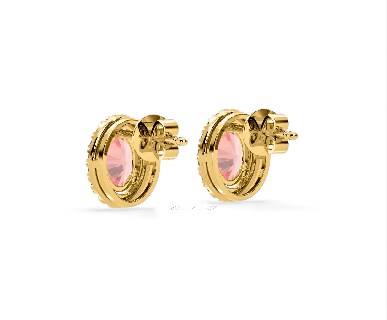 Georgina Pink Lab Diamond 2.45ct Oval Halo Earrings in 18K Gold - Elara Collection - Image 39