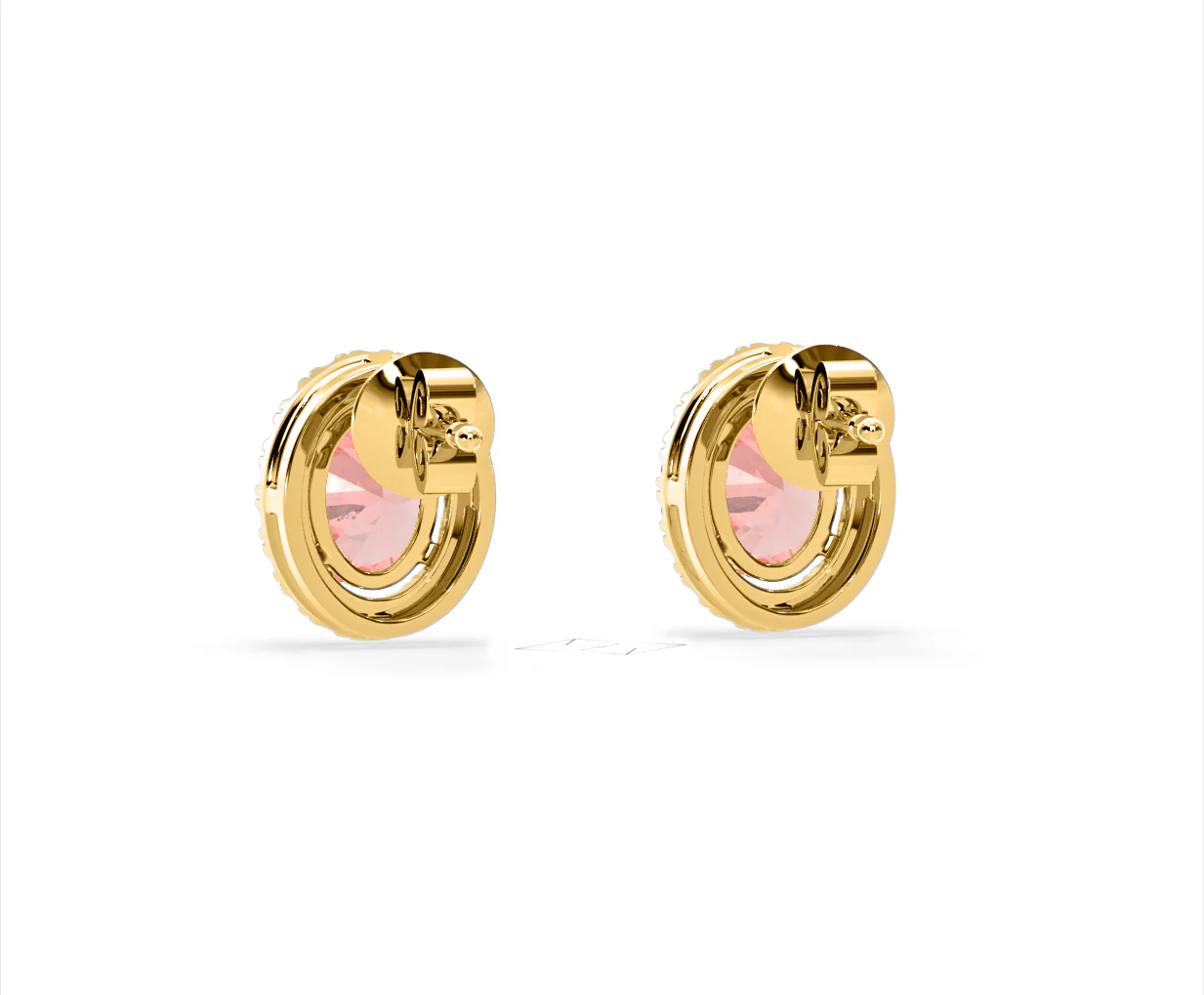 Georgina Pink Lab Diamond 2.45ct Oval Halo Earrings in 18K Gold - Elara Collection - Image 43