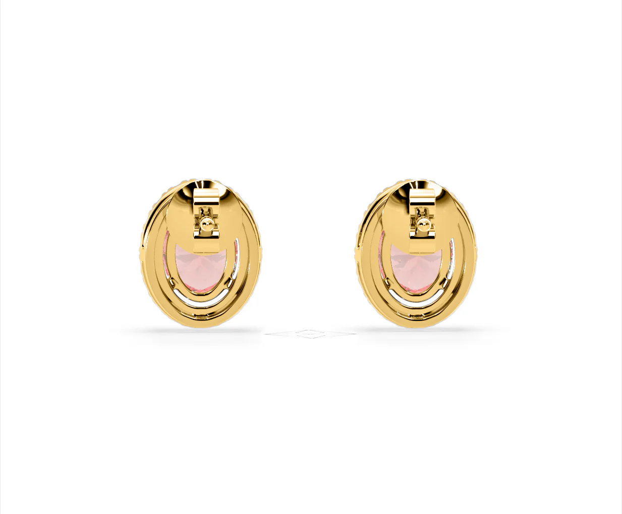 Georgina Pink Lab Diamond 2.45ct Oval Halo Earrings in 18K Gold - Elara Collection - Image 46