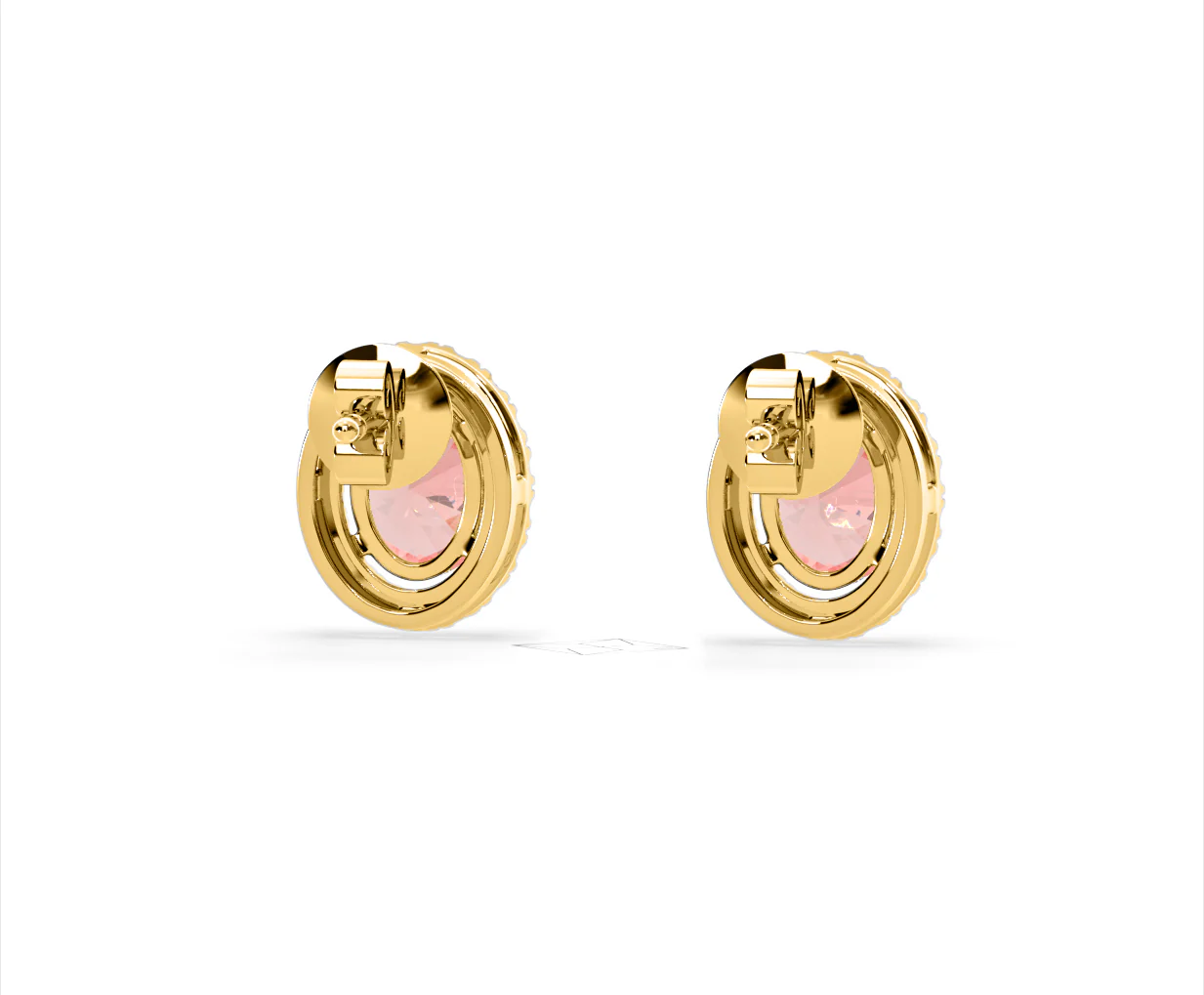 Georgina Pink Lab Diamond 2.45ct Oval Halo Earrings in 18K Gold - Elara Collection - Image 49
