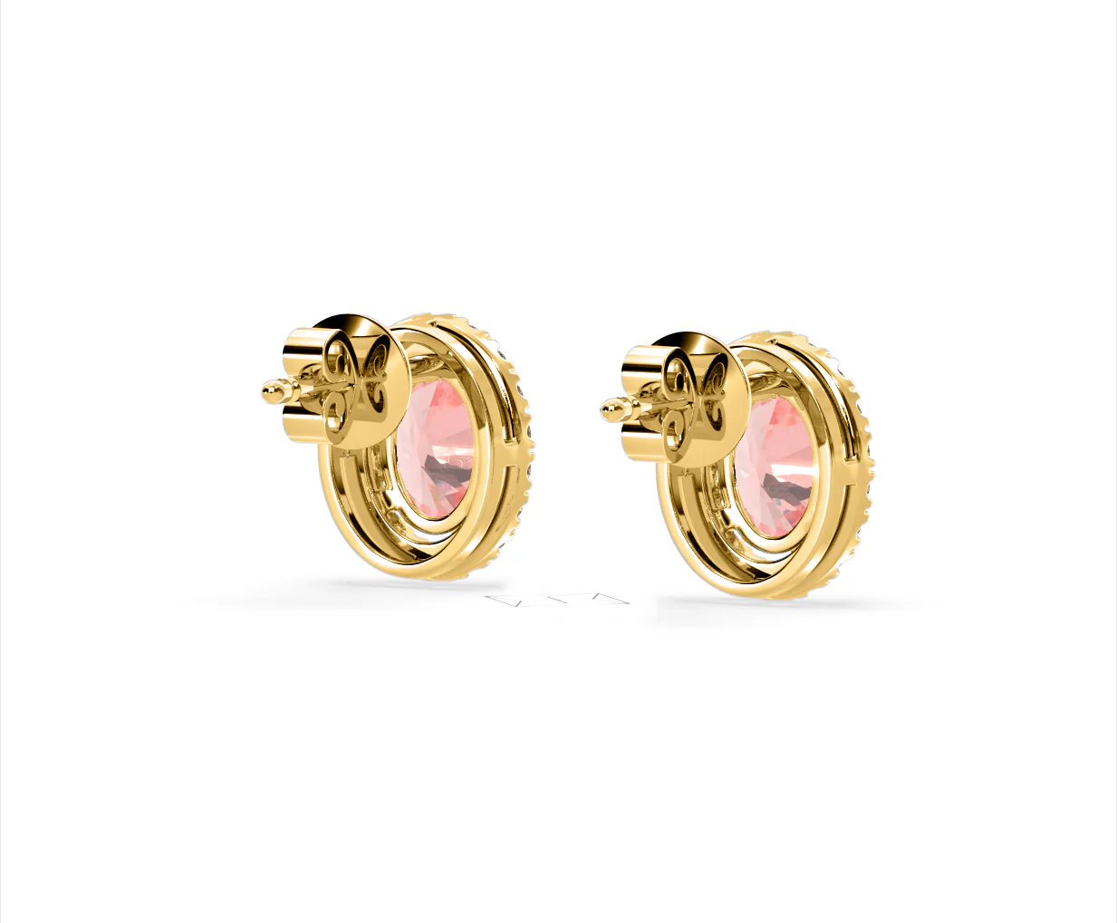 Georgina Pink Lab Diamond 2.45ct Oval Halo Earrings in 18K Gold - Elara Collection - Image 53