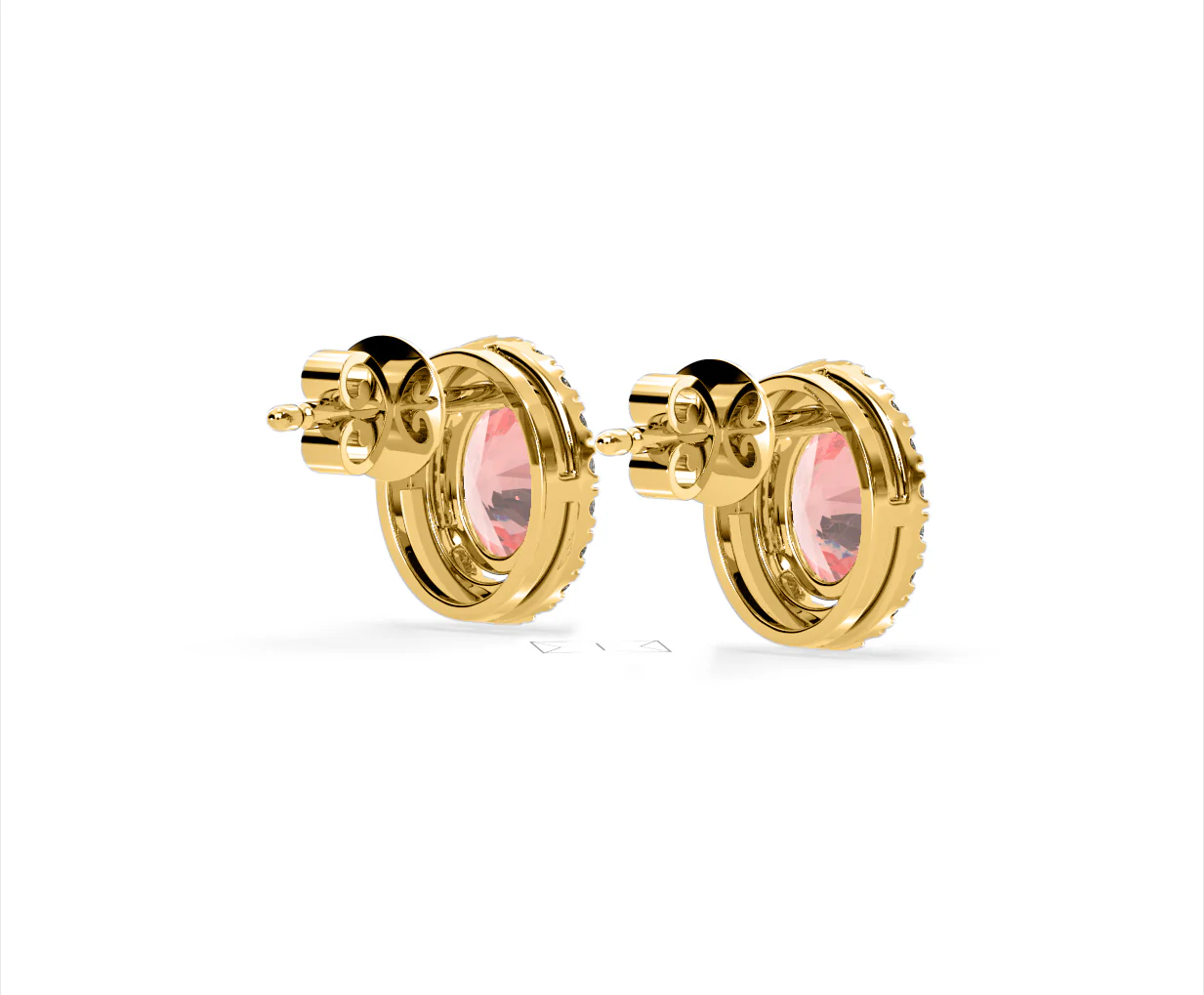Georgina Pink Lab Diamond 2.45ct Oval Halo Earrings in 18K Gold - Elara Collection - Image 55