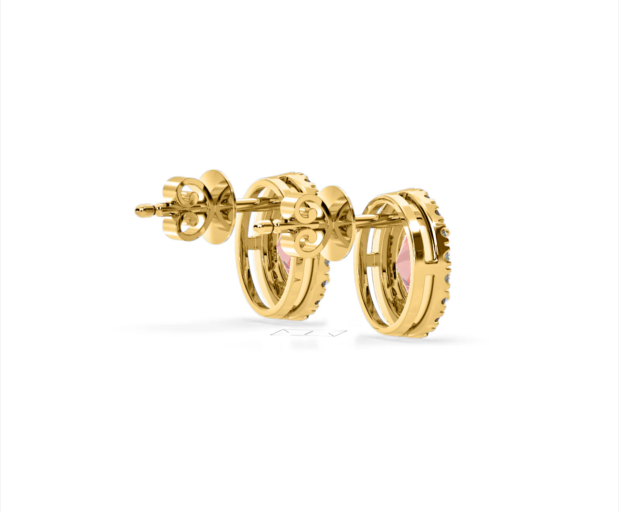 Georgina Pink Lab Diamond 2.45ct Oval Halo Earrings in 18K Gold - Elara Collection - Image 59