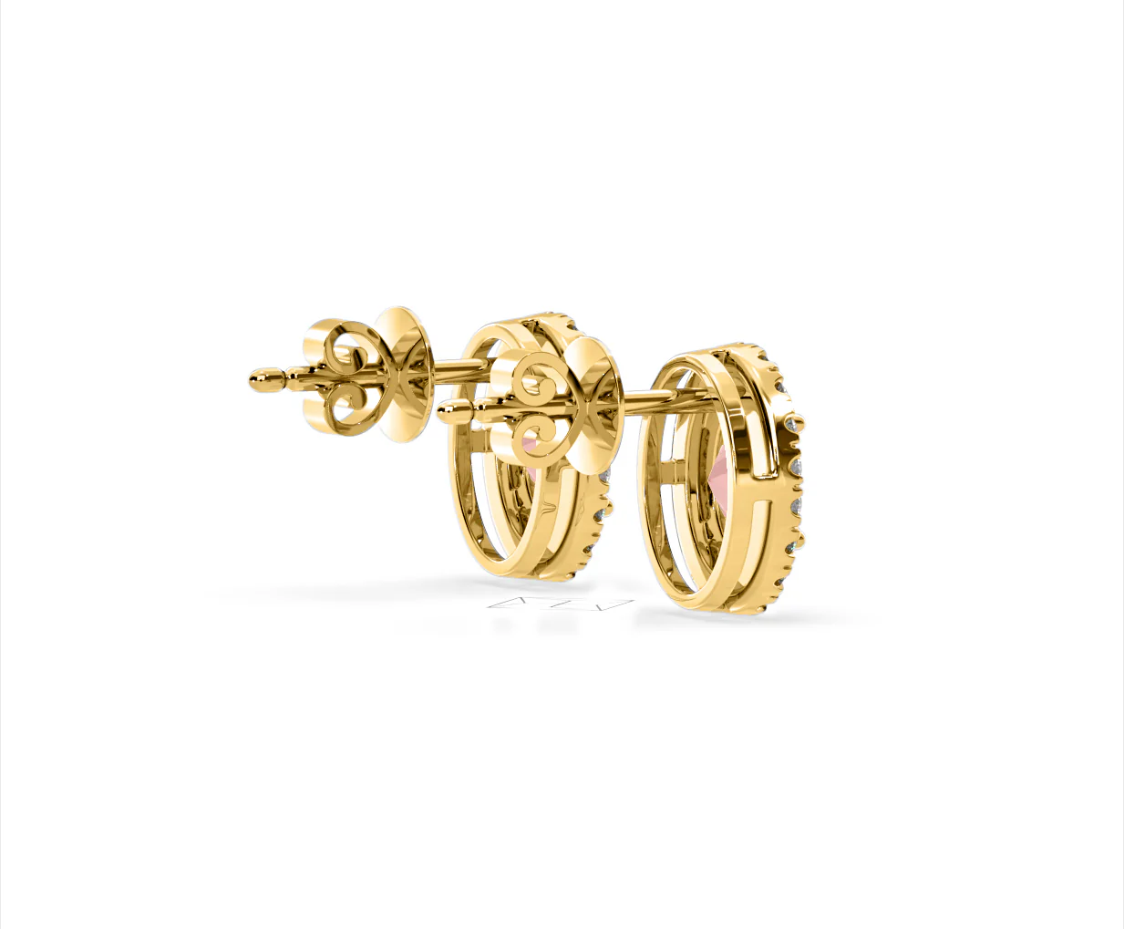 Georgina Pink Lab Diamond 2.45ct Oval Halo Earrings in 18K Gold - Elara Collection - Image 60