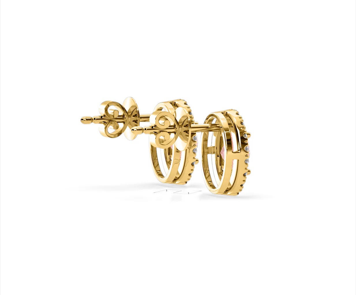 Georgina Pink Lab Diamond 2.45ct Oval Halo Earrings in 18K Gold - Elara Collection - Image 61