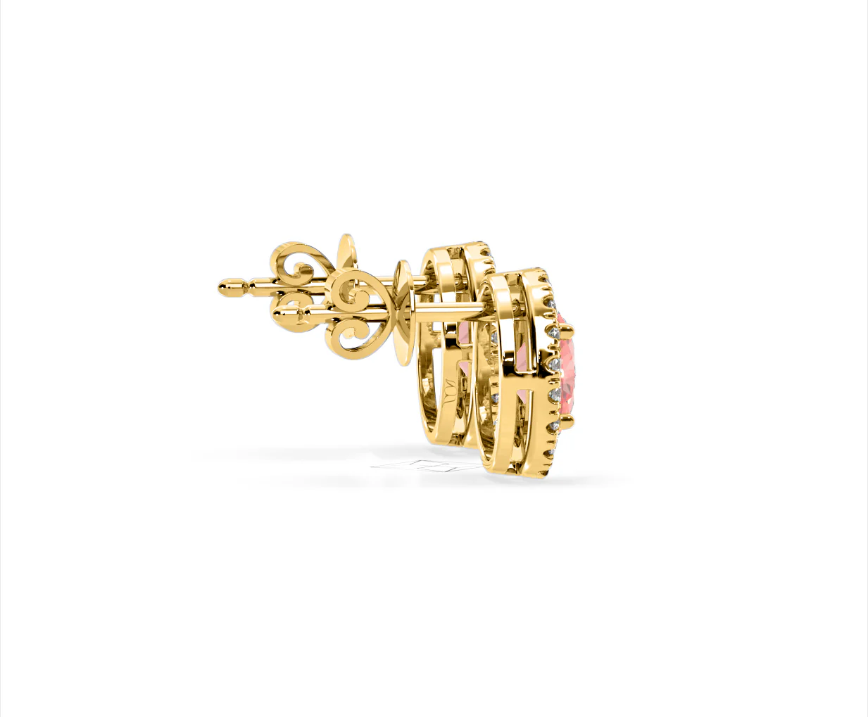 Georgina Pink Lab Diamond 2.45ct Oval Halo Earrings in 18K Gold - Elara Collection - Image 64