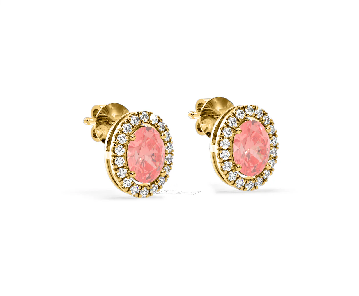Georgina Pink Lab Diamond 2.45ct Oval Halo Earrings in 18K Gold - Elara Collection - Image 79
