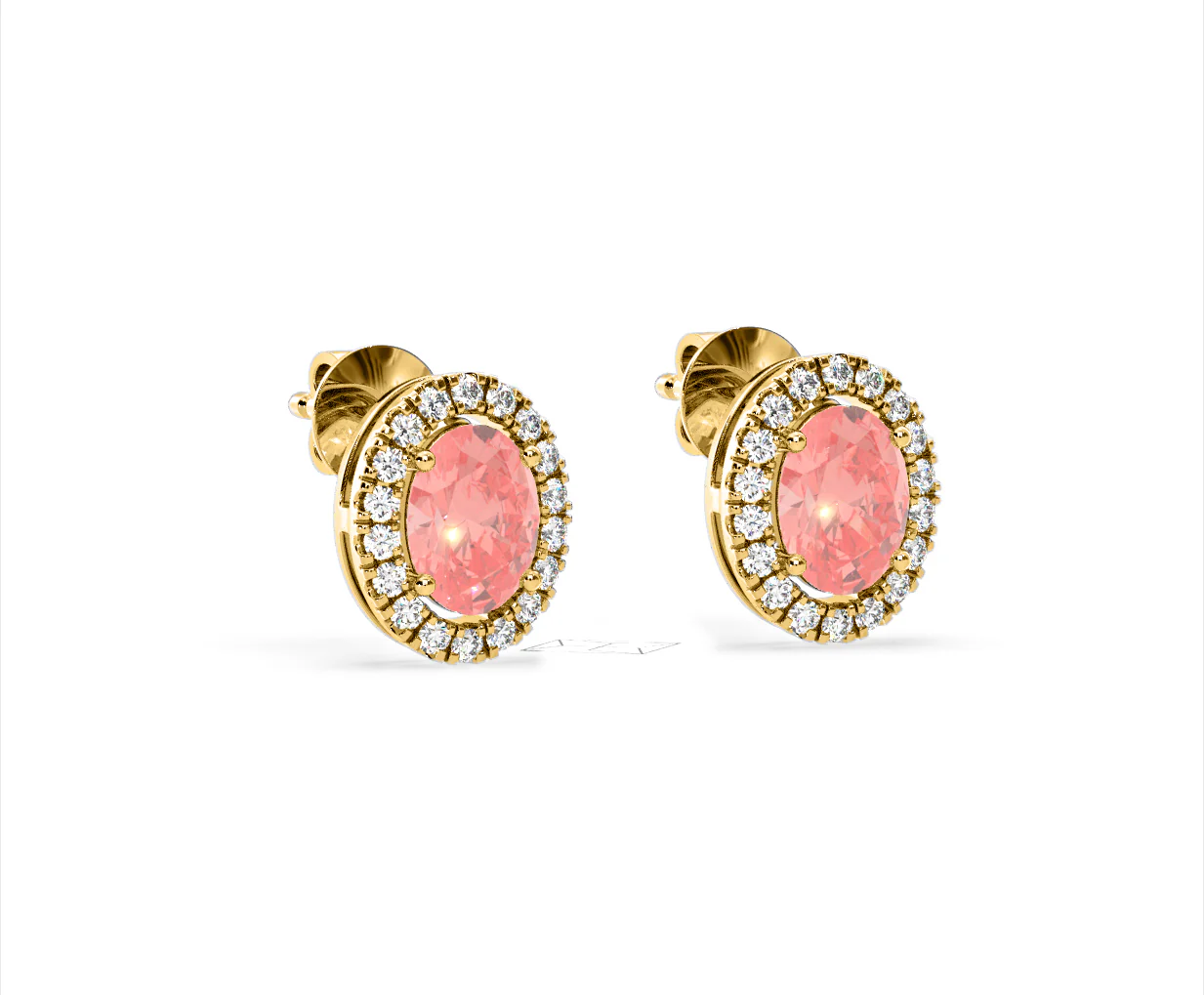 Georgina Pink Lab Diamond 2.45ct Oval Halo Earrings in 18K Gold - Elara Collection - Image 80