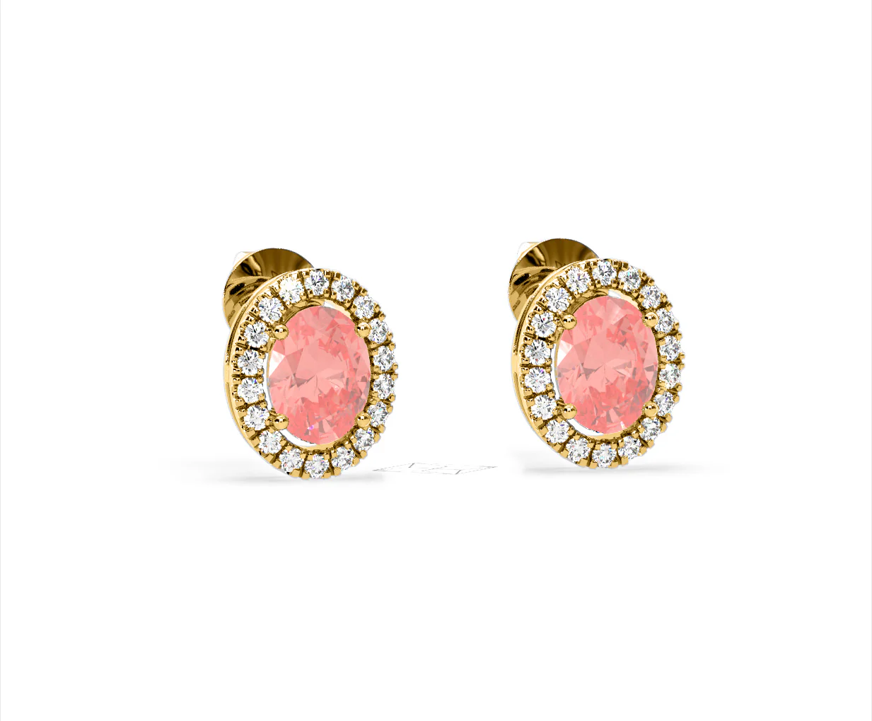 Georgina Pink Lab Diamond 2.45ct Oval Halo Earrings in 18K Gold - Elara Collection - Image 82
