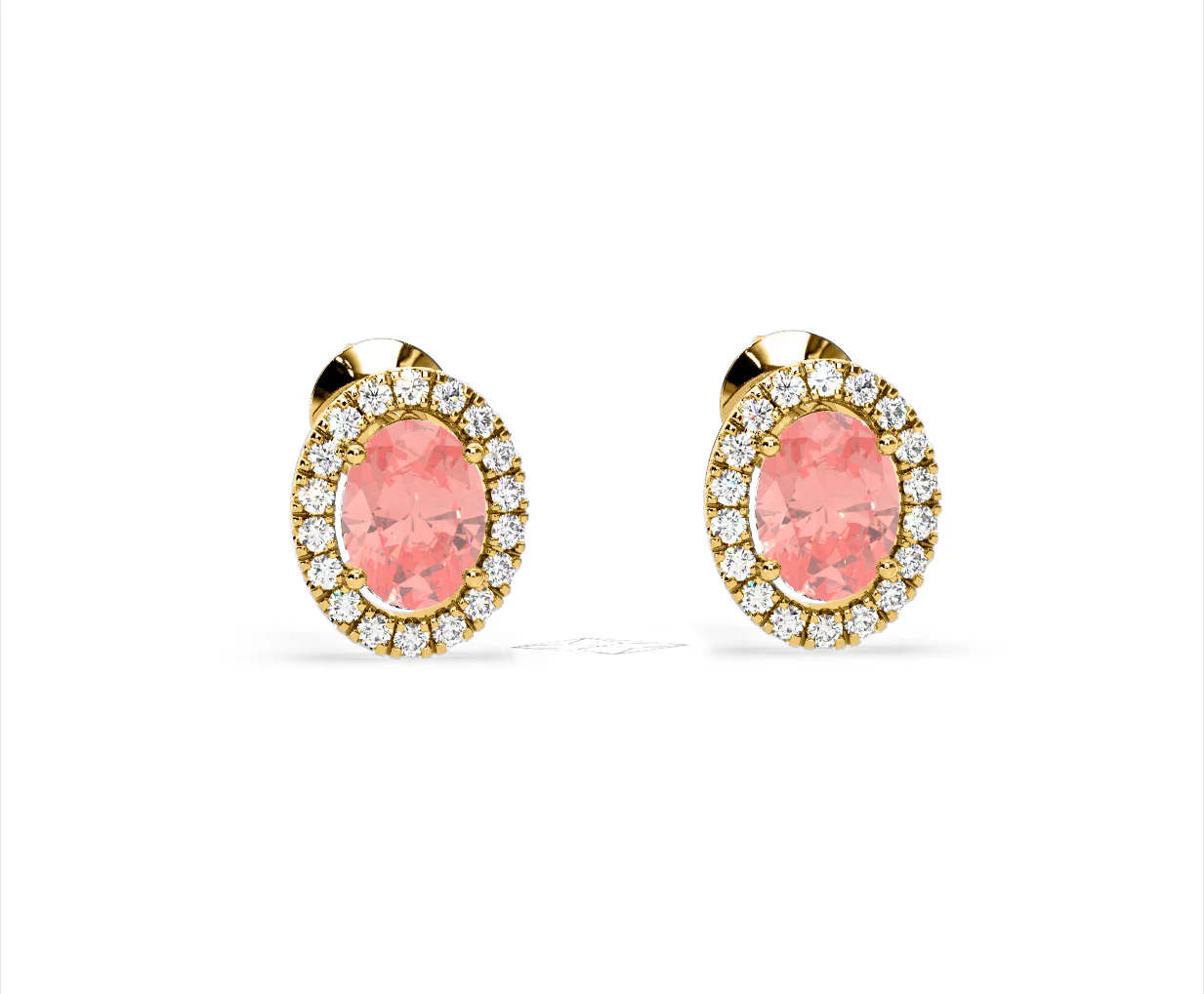 Georgina Pink Lab Diamond 2.45ct Oval Halo Earrings in 18K Gold - Elara Collection - Image 84