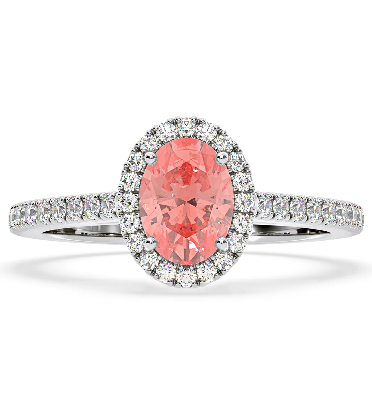 Georgina Pink Lab Diamond Oval Halo 1.60ct Ring in 18K White Gold - Elara Collection - Image 3