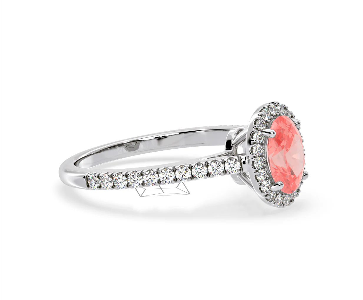 Georgina Pink Lab Diamond Oval Halo 1.60ct Ring in 18K White Gold - Elara Collection - Image 74