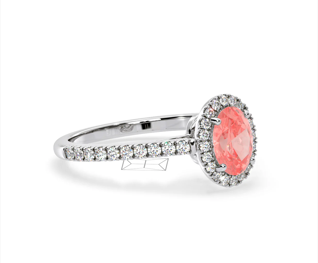 Georgina Pink Lab Diamond Oval Halo 1.60ct Ring in 18K White Gold - Elara Collection - Image 77