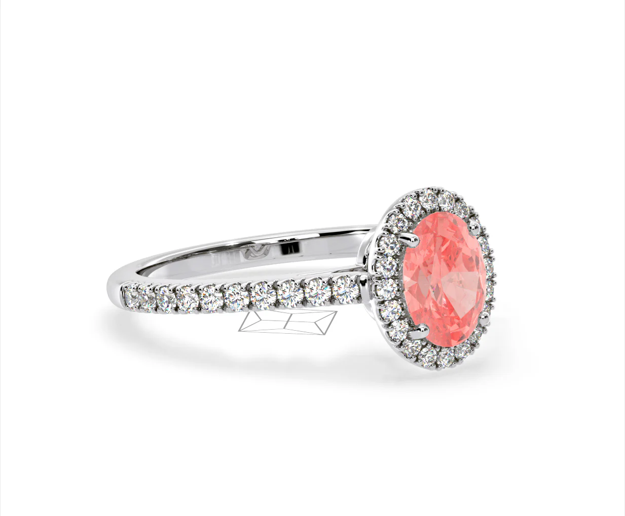Georgina Pink Lab Diamond Oval Halo 1.60ct Ring in 18K White Gold - Elara Collection - Image 78