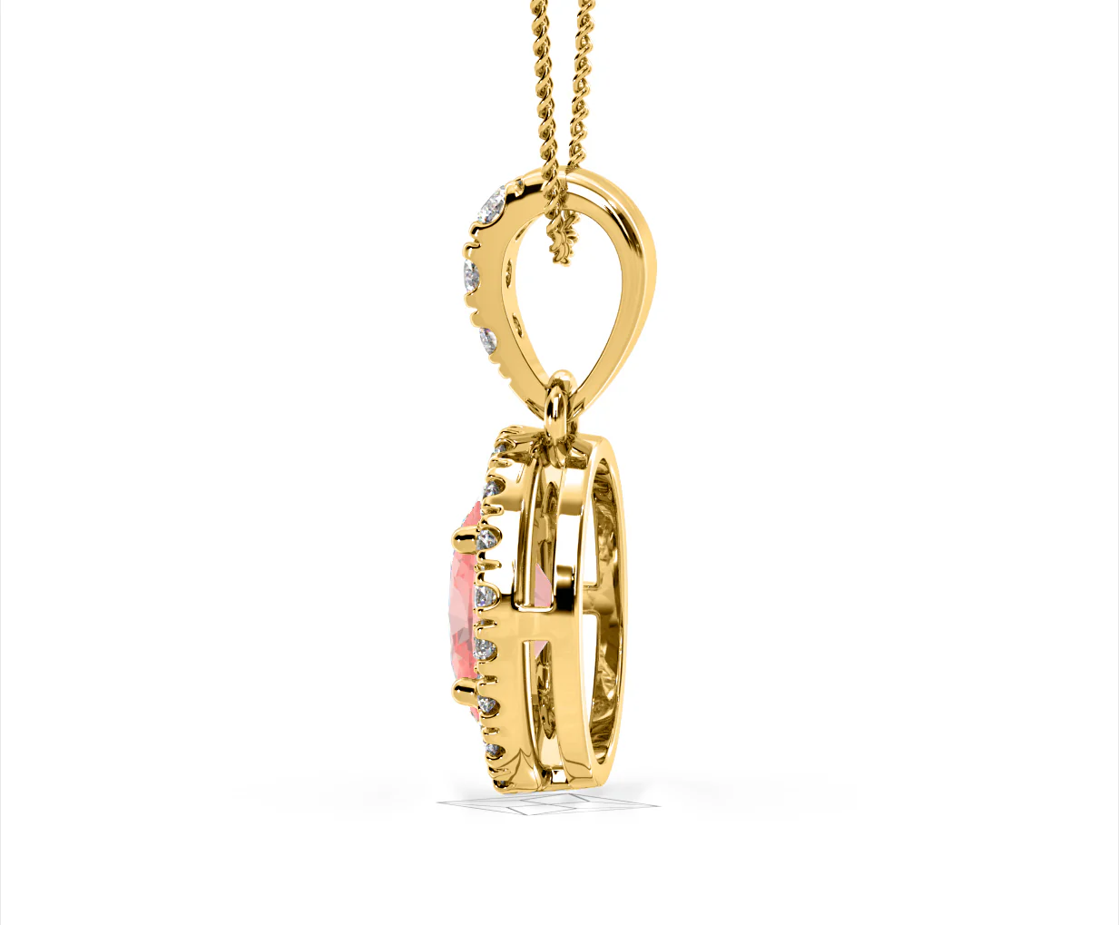 Georgina Pink Lab Diamond Oval Halo Necklace 1.38ct in 18KGold - Elara Collection - Image 30