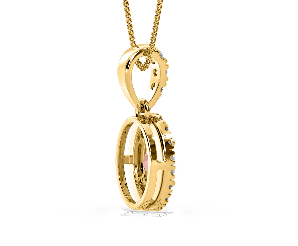 Georgina Pink Lab Diamond Oval Halo Necklace 1.38ct in 18KGold - Elara Collection - Image 61